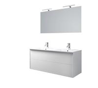AQA DESIGN accessori casa composizione doppia vasca 5 pezzi bagno, superficie antigraffio, nr2 cassetti con apertura push a estrazione totale, nr2 - Bianco - 121x46,5x190 cm