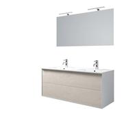 AQA DESIGN accessori casa composizione doppia vasca bagno, superficie antigraffio, nr2 cassetti con apertura push a estrazione totale, colore avana - Avana - 121x46,5x190 cm