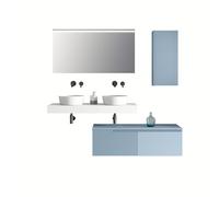 Aqa Design accessori casa composizione doppio lavabo 7 pezzi bagno, top in mdf scatolato realizzato con tecnologia folding con superficie in pvc - Multicolore - 180x45x190 cm
