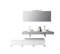 Aqa Design accessori casa composizione doppio lavabo 9 pezzi bagno, top in mdf scatolato realizzato con tecnologia folding con superficie in pvc - Multicolore - 180x45x190 cm