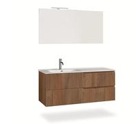 AQA DESIGN accessori casa composizione vasca bagno, base sospesa con frontali in MDF cannettato, finitura rovere rio, nr2 cassetti con scorrimento e - Rovere - 121x46,5x190 cm