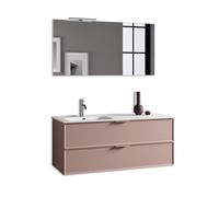 AQA DESIGN accessori casa composizione vasca bagno, base sospesa con frontali in MDF, finitura rosa cipria, nr2 cassetti con scorrimento e chiusura - Rosa cipria - 121x46,5x190 cm