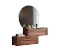 AQA DESIGN accessori casa composizione vasca bagno, nr2 basi sospese con frontali in MDF, finitura rovere rio, nr2 cassetti con scorrimento e - Rovere - 200x45x190 cm