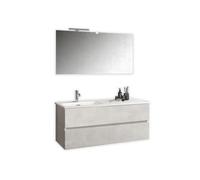 AQA DESIGN accessori casa composizione vasca bagno, nr2 cassetti con scorrimento e chiusura soft close, maniglia a gola in melaminico, nr1 specchio - Bianco - 121x46,5x190 cm