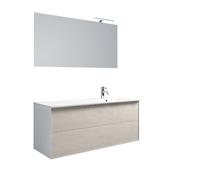 AQA DESIGN accessori casa composizione vasca bagno, superficie antigraffio, nr2 cassetti con apertura push a estrazione totale, colore avana pietra - Avana - 121x46,5x190 cm
