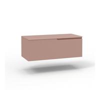 AQA DESIGN base portalavabo con top 1 cestone, sotto lavabo da bagno frontale in MDF cannettato, mobile sottolavabo, top di copertura, nr1 cassetto con scorrimento e - Rosa cipria - 100x45x37 cm