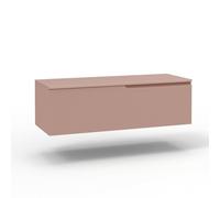 AQA DESIGN base portalavabo con top 1 cestone, sotto lavabo da bagno frontale in MDF cannettato, mobile sottolavabo, top di copertura, nr1 cassetto con scorrimento e - Rosa cipria - 120x45x37 cm