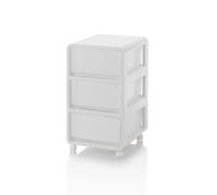 AQA DESIGN Cassettiera con ruote 3/4 cassetti, mobiletto contenitore in Polipropilene, per bagno, ufficio, cameretta - Bianco - 41,5x36x66 cm