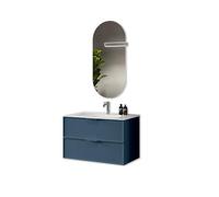 AQA DESIGN mobile bagno composizione bagno, mobile bagno con lavabo con nr1 base sospesa con frontali in MDF, set mobili bagno nr2 cassetti con scorrimento e chiusura soft - Blu - 81x46,5x190 cm