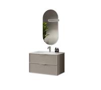 AQA DESIGN mobile bagno composizione bagno, mobile bagno con lavabo con nr1 base sospesa con frontali in MDF, set mobili bagno nr2 cassetti con scorrimento e chiusura soft - Tortora - 81x46,5x190 cm