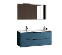 AQA DESIGN mobile bagno composizione lavandino bagno, mobile bagno con lavabo base sospesa con frontali in MDF, set mobili bagno nr2 cassetti con scorrimento - Blu - 121x46,5x190 cm
