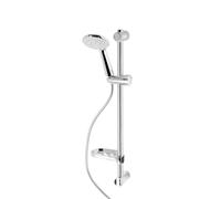 Aqa Design Set doccia con asta saliscendi regolabile, doccetta 3 getti anticalcare, ABS/INOX finitura cromo, attacco universale G1/2, per box doccia e vasca - Cromato - 10,5x10,5x67 cm