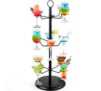 AQAREA Porta calici da champagne: 3 ripiani con 12 supporti per flute da champagne, per degustazione di bicchieri da vino, cocktail, Martini, Margarita