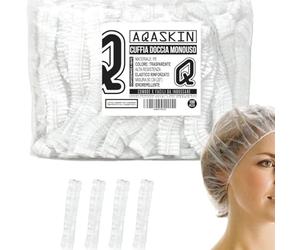 AQASKIN | 100 Cuffie Doccia Monouso - IMBUSTATE SINGOLATMENTE - Ø50CM - cuffie monouso in PE, Cuffiette da Doccia - ideali per doccia di Hotel, Spa, Parrucchiere (Ø50CM - 100 pz)