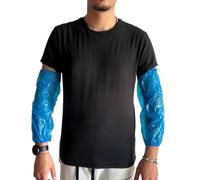 AQASKIN - Coprimaniche Monouso [400 pz] in CPE, Copribraccia Usa e Getta, Manicotti Sopramaniche, Impermeabile. Colore: Blu - Bianco. (Quantità 400 pz., Blu)