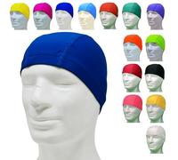 AQASKIN Cuffie Nuoto Professionali in Lycra - SCONTI QUANTITÁ - In Confezioni da 50pz - Anallergica Senza Lattice nè Silicone - Cuffia Mare e Piscina in licra Unisex, Acquagym (100 pz., Blu Navy)