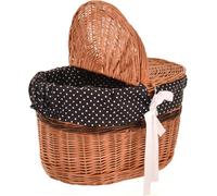 Aqbau Cesto da Picnic con Coperchio 40 cm Vimini con Manici e Stoffa Naturale