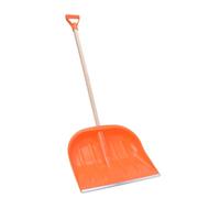 Aqbau Pala da neve arancione con bordo in alluminio - Pala da neve con rinforzo a coste e manico a D | Robusta pala per neve con manico in legno da 100 cm | Scivolo da neve leggero - Snow Shovel per