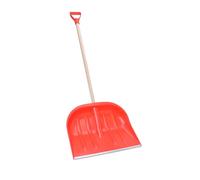 Aqbau Pala da neve rossa con bordo in alluminio - Pala da neve con rinforzo a coste e manico a D | Robusta pala per neve con manico in legno da 100 cm | Scivolo da neve leggero - Snow Shovel per