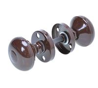 Aqbau Pomello per porta con rosetta, rotondo, 2 pezzi, marrone, maniglia rotonda per porte interne ed esterne, in alluminio verniciato a polvere, set completo di pomelli per porta con bulloni e viti