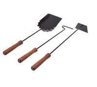 Aqbau® Set da 3 attrezzi per camino, colore nero, accessori per camino, attrezzi per camino, set per camino con attizzatoio, raschietto per cenere, paletta per carbone, moderni attrezzi da camino in