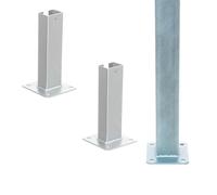 Aqbau Set di 2 supporti per pali da 60 x 40 mm, manicotto a vite per recinzione a doppia asta, colore argento, zincato e verniciato a polvere, per pali di recinzione, protezione privacy, recinzione da