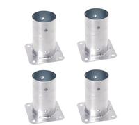 Aqbau® Set di 4 Staffe per Pali da Avvitare, Manicotto Tondo da 80mm, Ancoraggio a Vite, Manicotto di Base con Piastra di Ancoraggio, Piedini per Pali da Avvitare, Zincati a Caldo