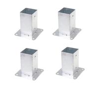 Aqbau® Set di 4 supporti per pali da avvitare, bussole da avvitare, ancoraggio al suolo con piastra di tassello, staffe per palo zincate a caldo (80 x 80 mm)