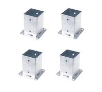 Aqbau® Set di 4 supporti per pali da avvitare, manicotto, boccola a avvitamento, boccola con piastra per tasselli, scarpe per pali da avvitare, zincate a caldo (100 x 100 mm)