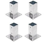 Aqbau® Set di 4 supporti per pali da avvitare, manicotto, boccola a avvitamento, boccola con piastra per tasselli, scarpe per pali da avvitare, zincate a caldo (70 x 70 mm)