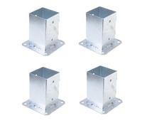 Aqbau® Set di 4 supporti per pali da avvitare, manicotto da avvitare, ancora da avvitare 90 x 90 mm, manicotto di base con piastra di tassello, scarpe per pali da avvitare, zincato a caldo
