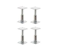 Aqbau® Set di 4 supporti per pali regolabili in altezza, 80 x 80 mm, scarpe per travi, scarpa per palo, supporto regolabile, base in cemento da avvitare, zincato galvanicamente