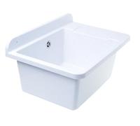 Aqbau Set di lavello con rubinetto e dispenser di sapone, 505 mm, con miscelatore estraibile monocomando, colore: bianco granito