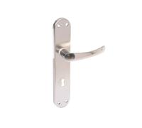 Aqbau Set di maniglie per porta con targa lunga, maniglia per porta, BB colorato, Eco argento, Satina