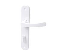 Aqbau® Set maniglia per porta a piastra lunga, colore bianco, maniglia per porta, maniglia per porta (porta del bagno)