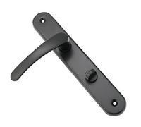 Aqbau® Set maniglia per porta a piastra lunga, colore nero, maniglia per porta, maniglia per porta, maniglia per porta del WC