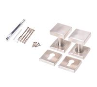 Aqbau Set Maniglia Porta Quadrato Acciaio Inox Pulsante Fermo Knauf Rosetta Pz