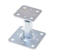 Aqbau® Supporto per pali regolabili in altezza, 110 x 80 mm, scarpe per travi, scarpa per palo, supporto regolabile, base in cemento da avvitare, zincato galvanicamente