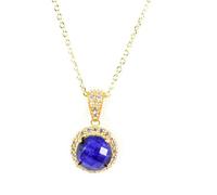 AqBeadsUk Birthstone September Semi-Precious Genuine Gemstone Sapphire pendant Ê925 Sterling Silver with- 18k Gold vermeilÊ- 16"-18" Adjustable Woman necklace.