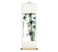 AQCDPJYU Dipinto su rotolo di bambù portafortuna, elegante decorazione cinese in seta, arte Feng Shui for l'ingresso, regalo di inaugurazione della casa(Creamy White B,50L x 158W cm)