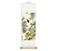 AQCDPJYU Dipinto su rotolo di bambù portafortuna, elegante decorazione cinese in seta, arte Feng Shui for l'ingresso, regalo di inaugurazione della casa(Creamy White A,50L x 158W cm)