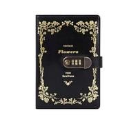 AQCDPJYU Libro con password cifrate da 200 pagine con lucchetto, semplice diario letterario for cancelleria scolastica for ragazzi(B6 Black)