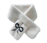 AQCDPJYU Sciarpa in peluche con fiocco addensato al collo, protezione dal freddo, croce da donna(White)