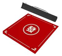 AQCDPJYU Set da gioco Mahjong con accessori: domino, carte da poker, tappetino in gomma antiscivolo, copertura for tavolo da gioco e borsa for il trasporto(Red,39.4x39.4in/120x120cm)