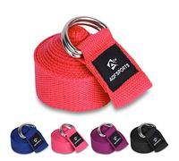 AQF Cinghia Yoga, Yoga Stretching Straps 1.8M/2.4M/3M 100% Puro Cotone Cintura Yoga con D Fibbia Accessori Yoga per Fitness Gambe e Corpo Allungamento (3M, Rosso)