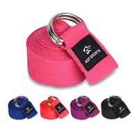 AQF Cinghia Yoga, Yoga stretching Straps 1.8M/2.4M/3M 100% Puro Cotone Cintura Yoga con D Fibbia Accessori Yoga per fitness gambe e corpo Allungamento (1.8M, Rosa)