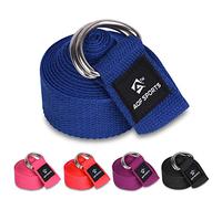 AQF Cinghia Yoga, Yoga Stretching Straps 1.8M/2.4M/3M 100% Puro Cotone Cintura Yoga con D Fibbia Accessori Yoga per Fitness Gambe e Corpo Allungamento (2.4M, Blu)