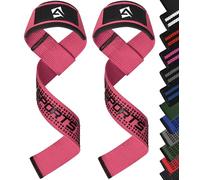 AQF Cinghie Sollevamento Pesi con Neoprene Imbottito - Straps Palestra Antiscivolo per Deadlift, Trazioni, Bodybuilding (Impugnatura in gel rosa)