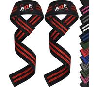 AQF Cinghie Sollevamento Pesi con Neoprene Imbottito - Straps Palestra Antiscivolo per Deadlift, Trazioni, Bodybuilding (Nero e rosso)