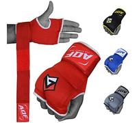 AQF Fasce Boxe, Sottoguanti Boxe Interni Bende 2 Dita, Guantoni Boxe Gel Imbottiti Dita Mano Fascie da Boxe 100cm Lungo Per Muay Thai, MMA & Sacco Da Box Allenamento (Rosso, L)